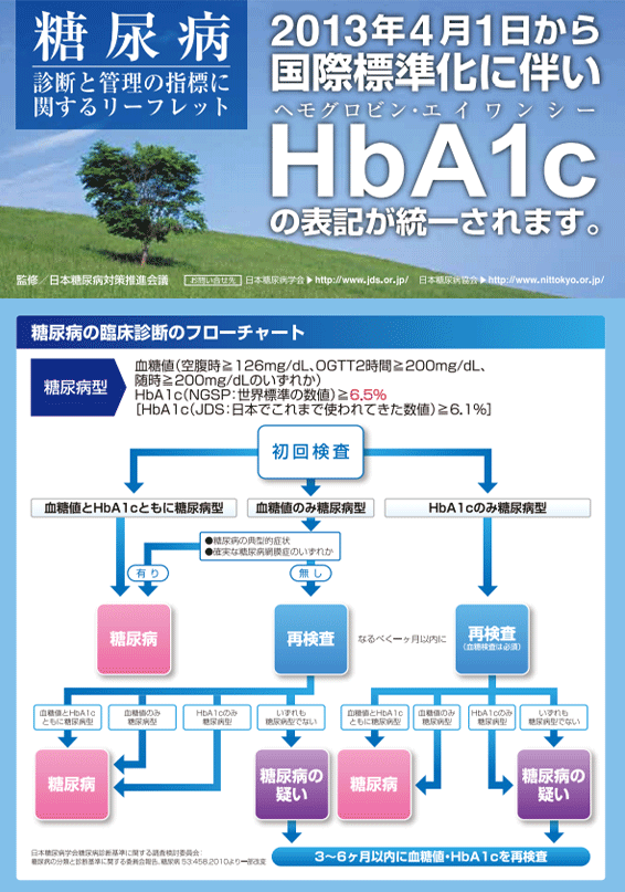 糖尿病 診断と管理の指標に関するリーフレット